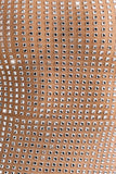 Embellished Halterneck A Line Mini Dress in Almond