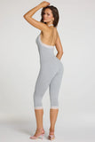Modal Lace Trim Capri Jumpsuit in Grey Marl