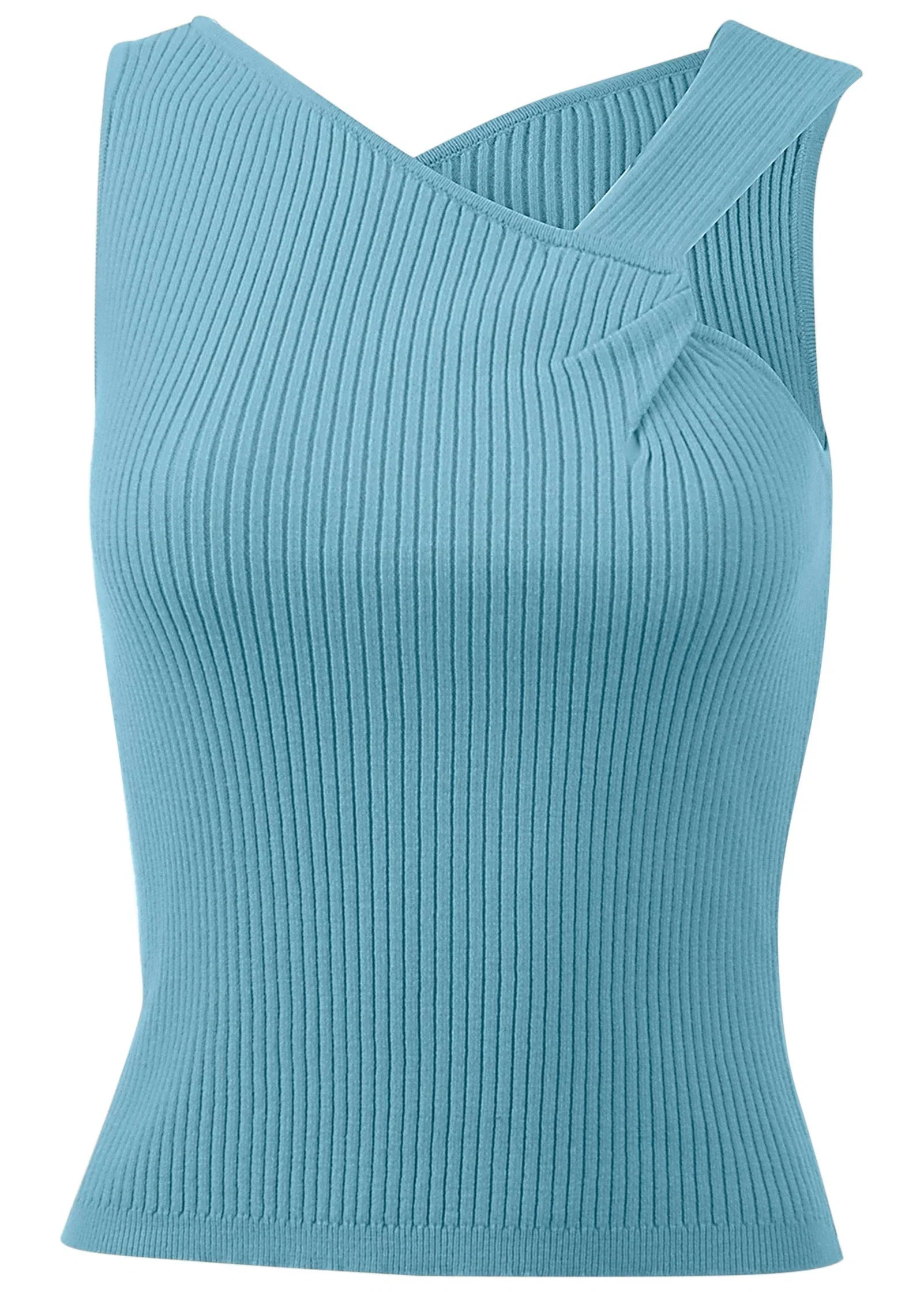 Twist Detail Sweater Tank Blue