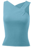 Twist Detail Sweater Tank Blue