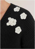Floral Cardigan Jet Black