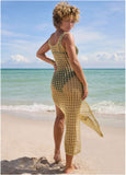Metallic Crochet Coverup Glittery Gold