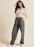 Stripe Wide Leg Trousers Grey Gold