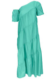 One Shoulder Maxi Dress Turquoise