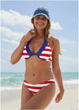 Belize Underwire Halter Top Red White Stripe