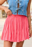 Emilia Coral Pleated Skort