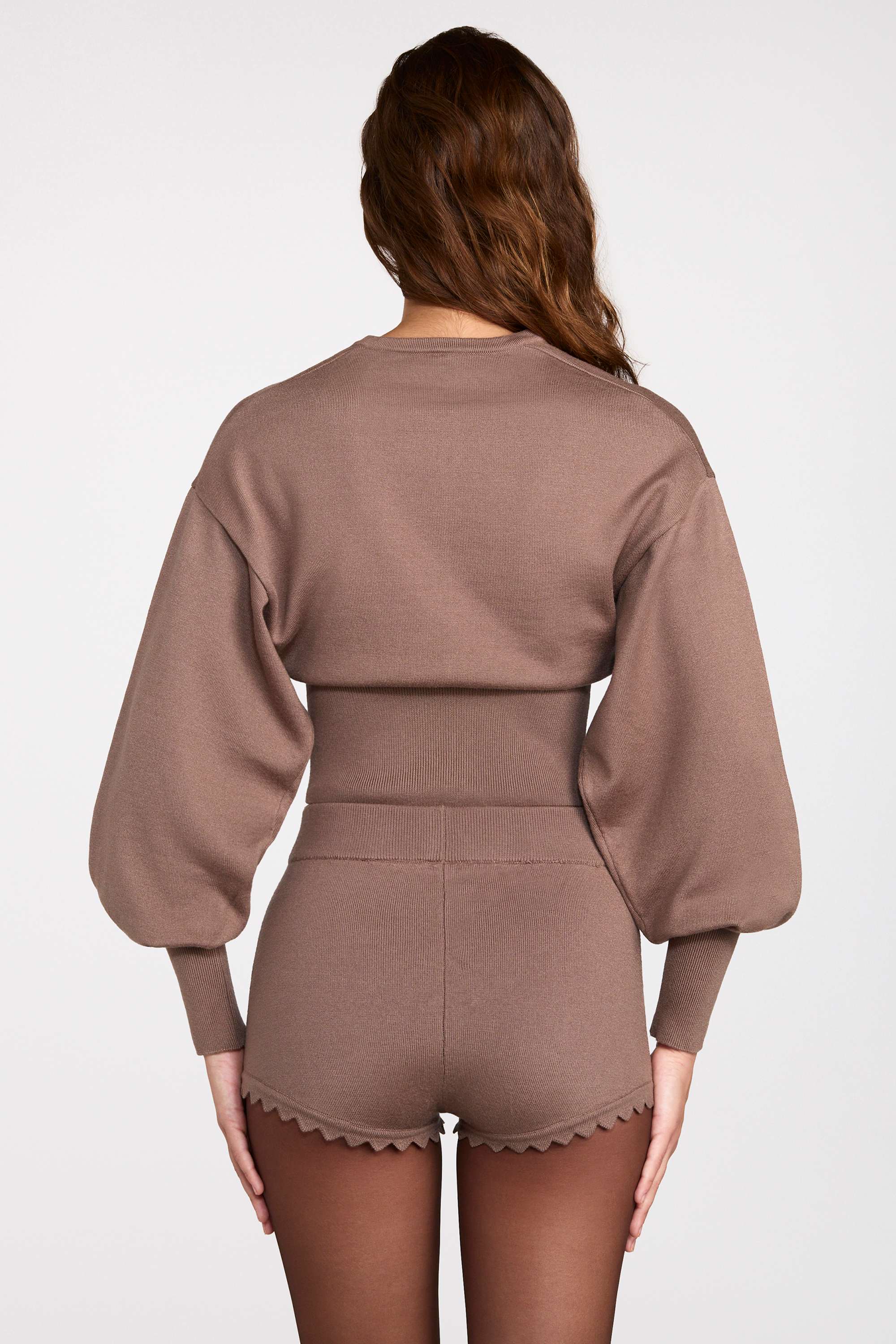 Knit Long Sleeve Cardigan in Mocha