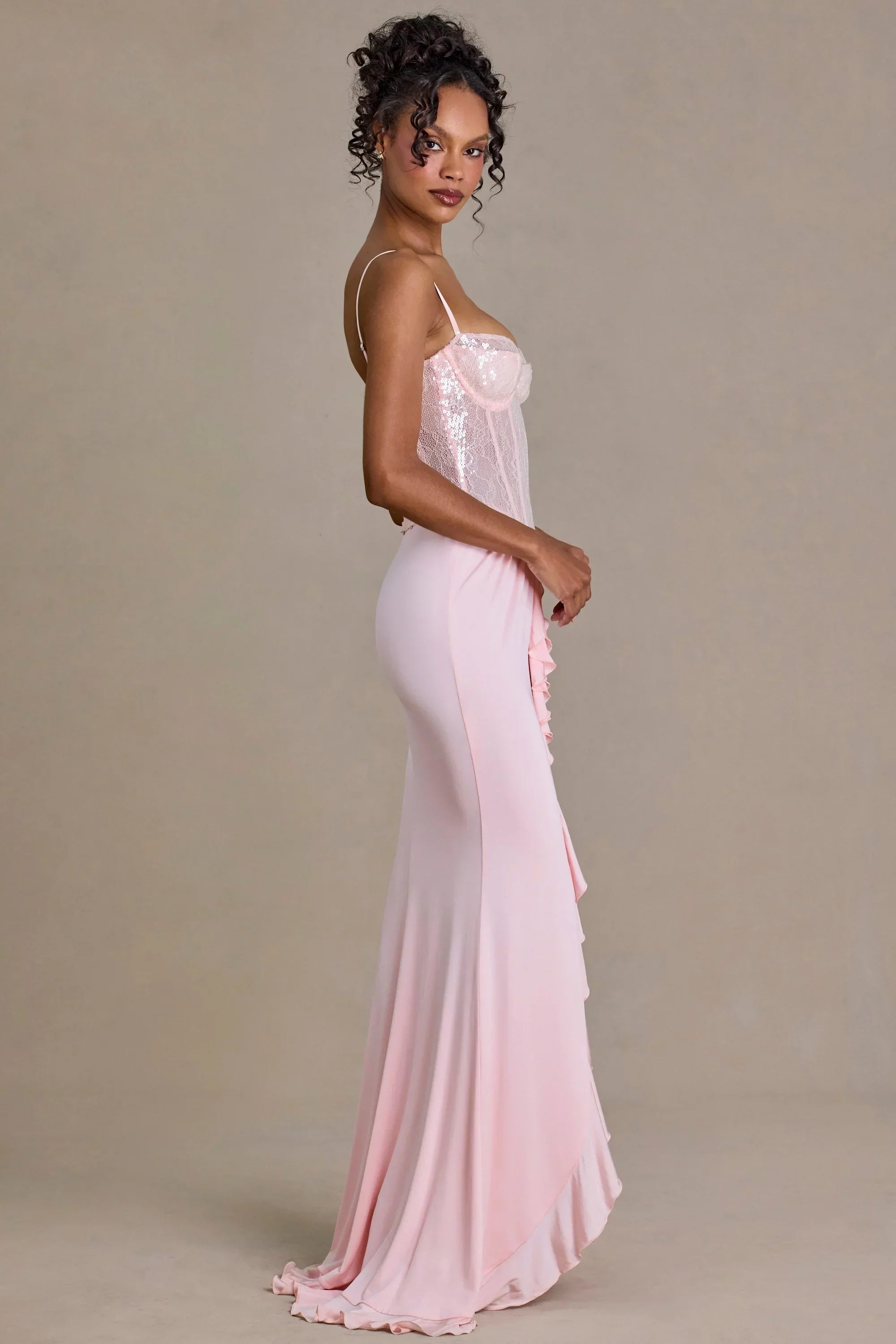 Embellished Lace Corset Gown in Blossom