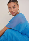 Flutter Sleeve Maxi Dress Blue