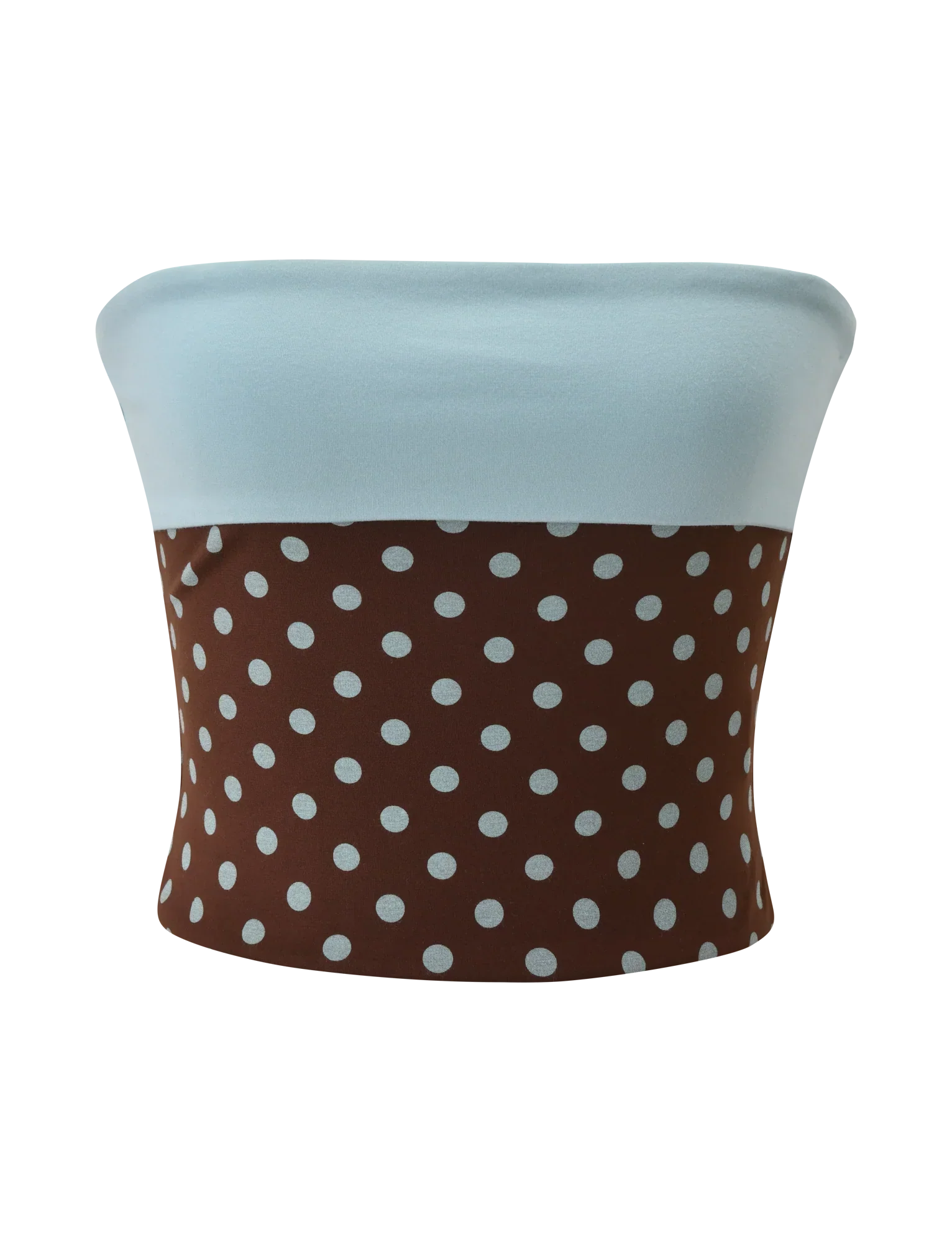 IMOGEN TUBE TOP BROWN AND BLUE POLKA DOT