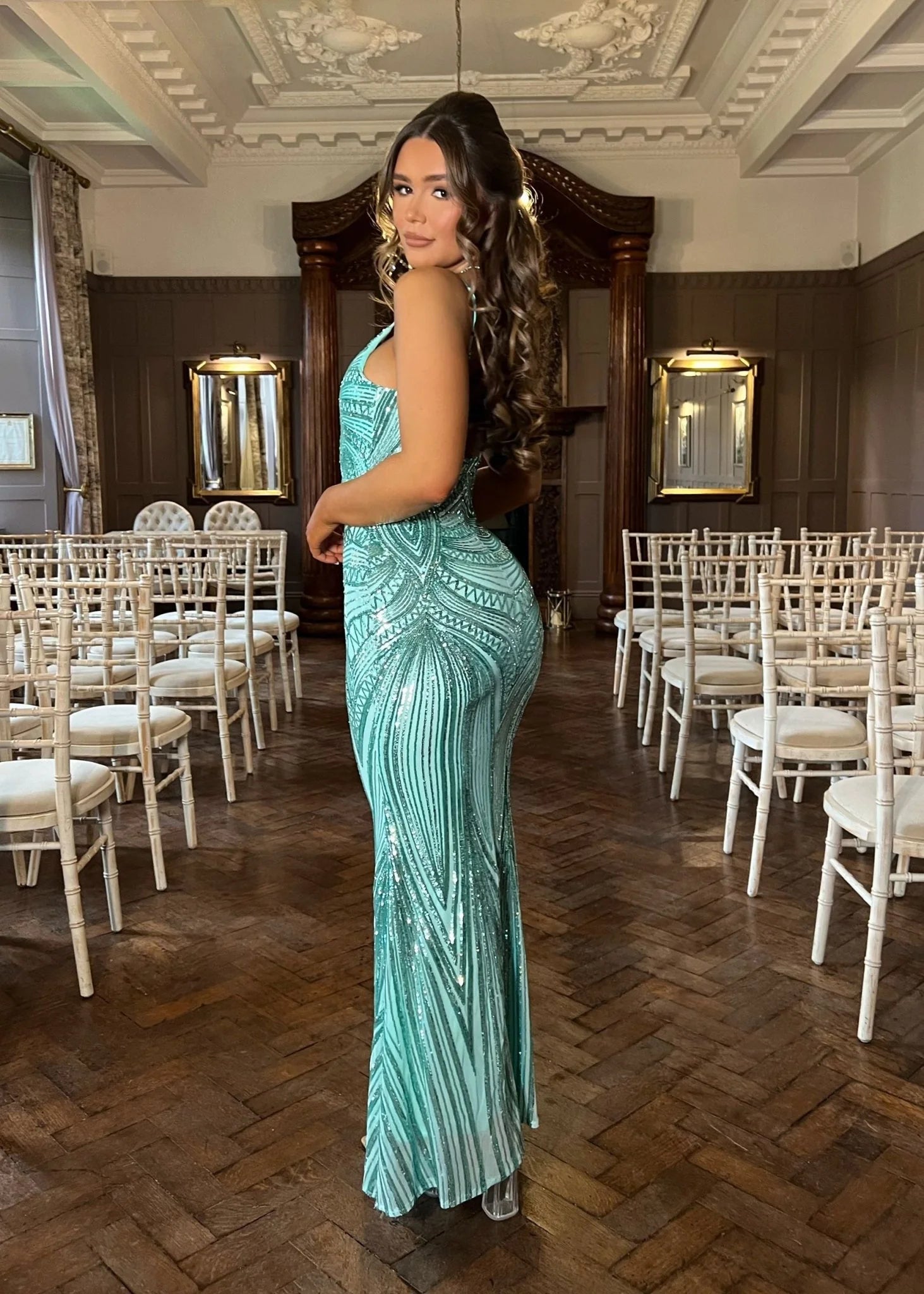 Always Sparkling Embellished Gown Aqua