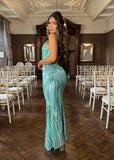 Always Sparkling Embellished Gown Aqua