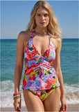 Sicily Halter Tankini Top Strawberry Floral