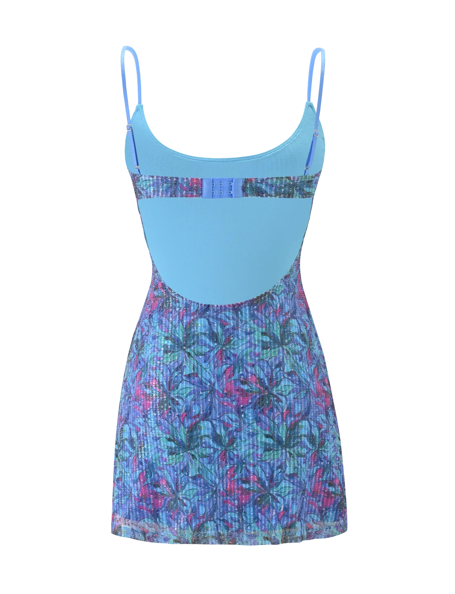 ZEINA MINI DRESS BLUE FLORAL SEQUIN