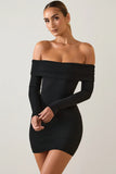 Modal Off Shoulder Mini Dress in Black