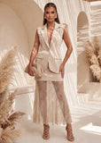 On My Mind Tailored Sleeveless Waistcoat Beige