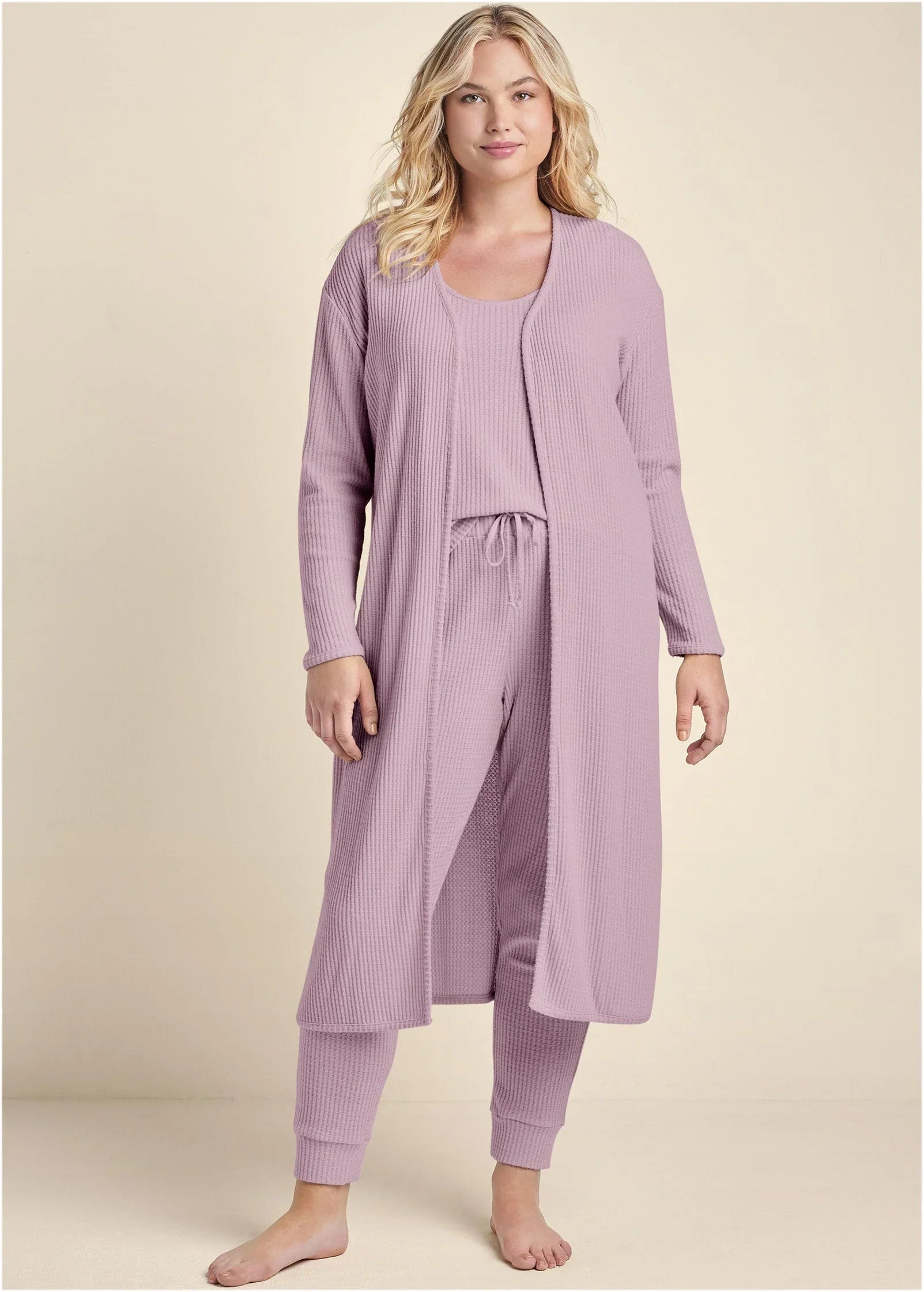 Cozy Waffle 3 Piece Set Mauve
