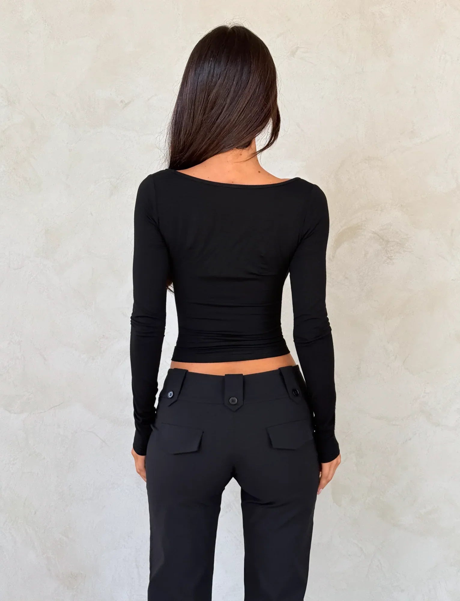 DAMELA LONG SLEEVE TOP BLACK