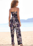 Strapless Printed Jumpsuit Purple Multi