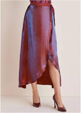 LamÃ Wrap Maxi Skirt Burgundy Lame
