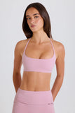 Scoop Neck Halterneck Sports Bra in Mauve