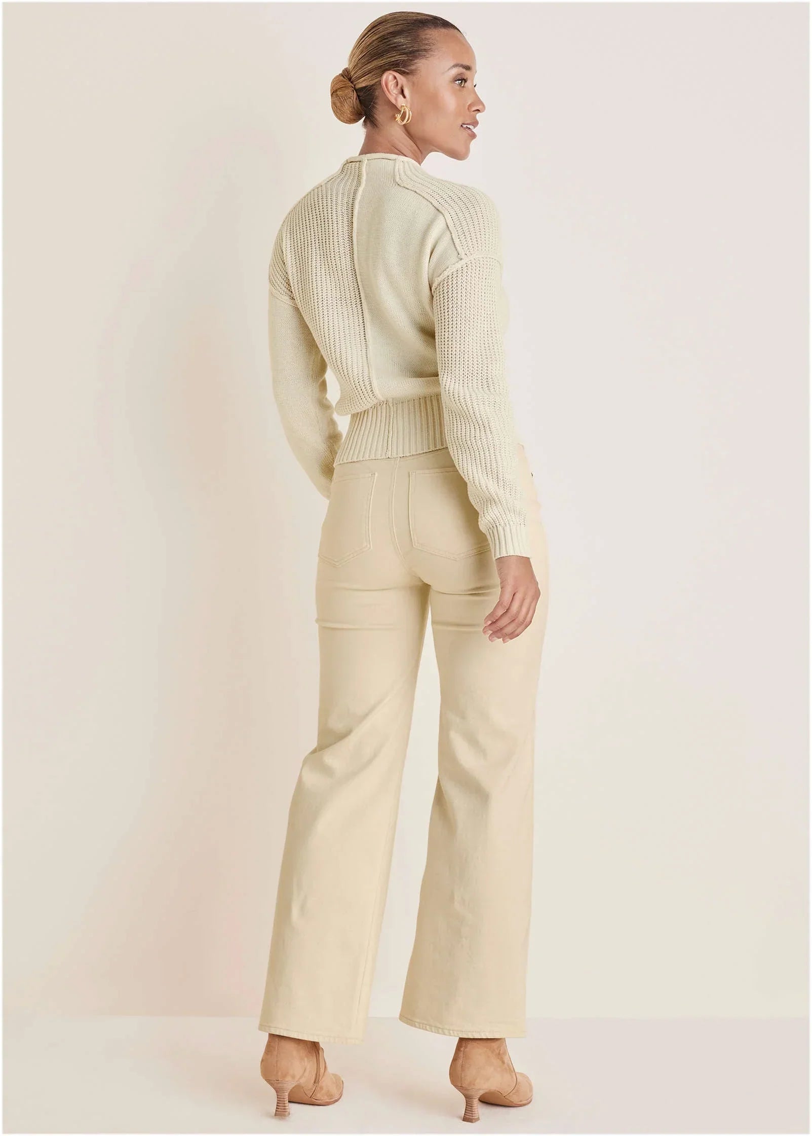 Mock Neck Knit Sweater Off White