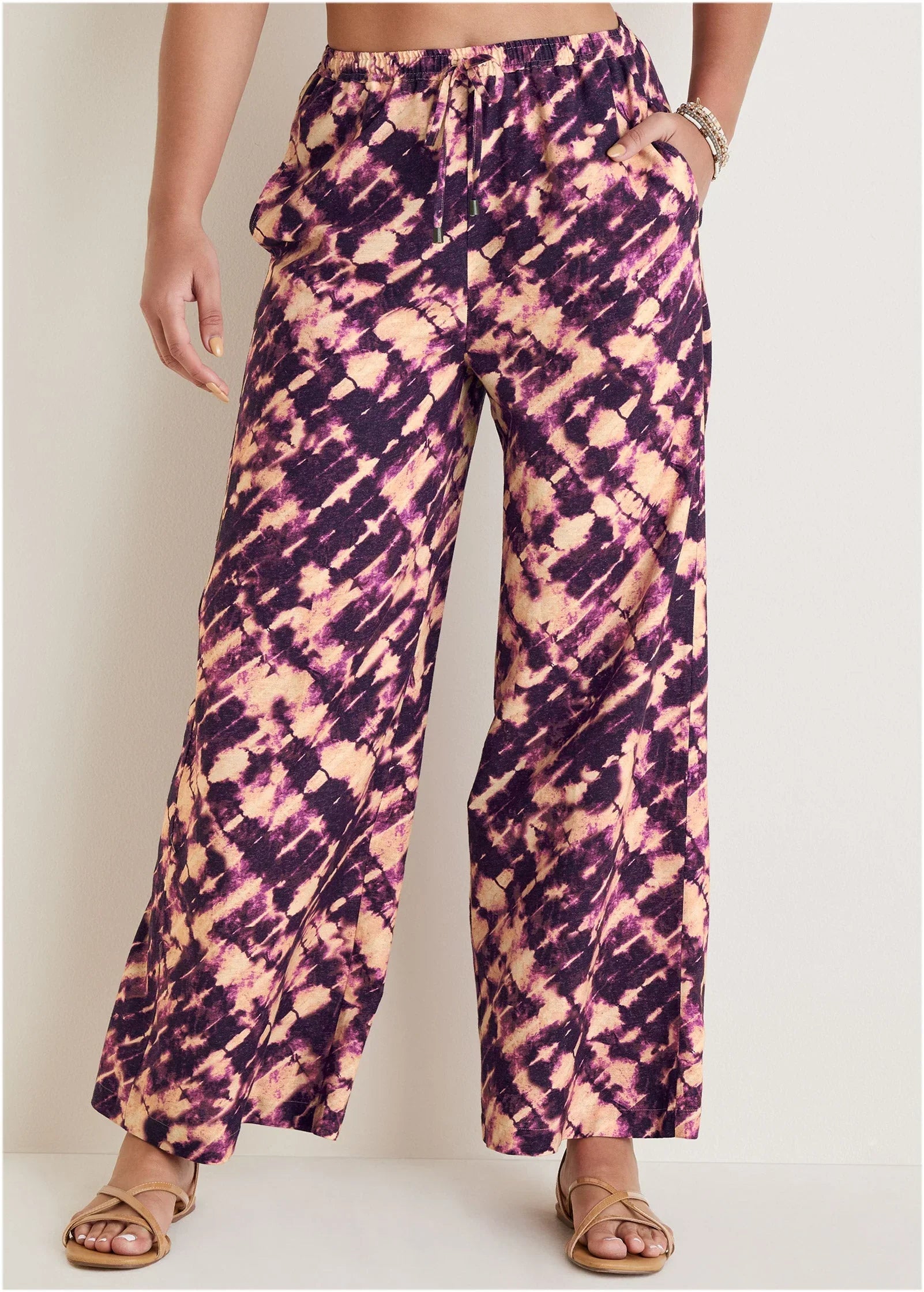 Linen Wide Leg Pants Desert Tie Dye