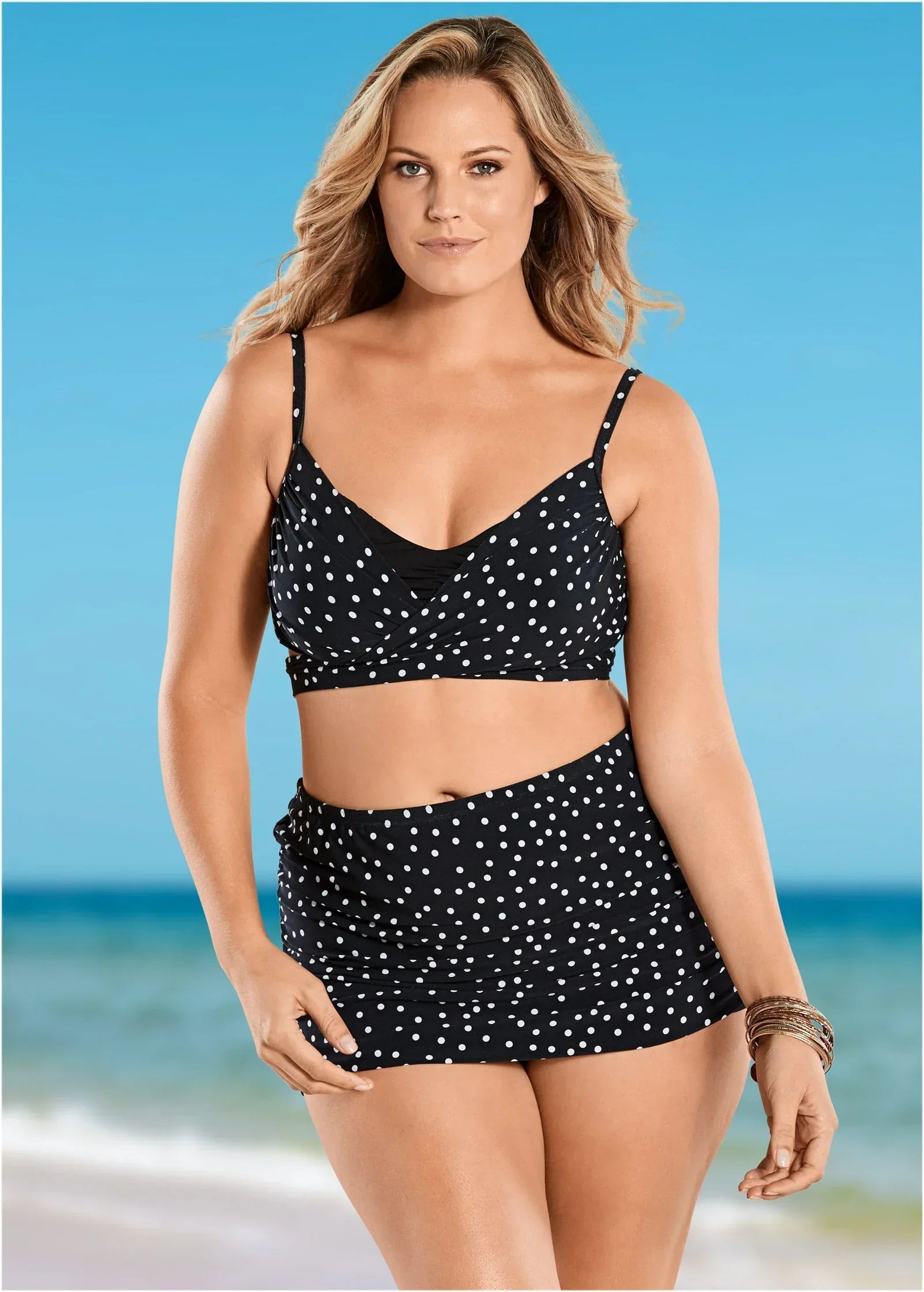 Criss Cross Wrap Top Black Vintage Dot