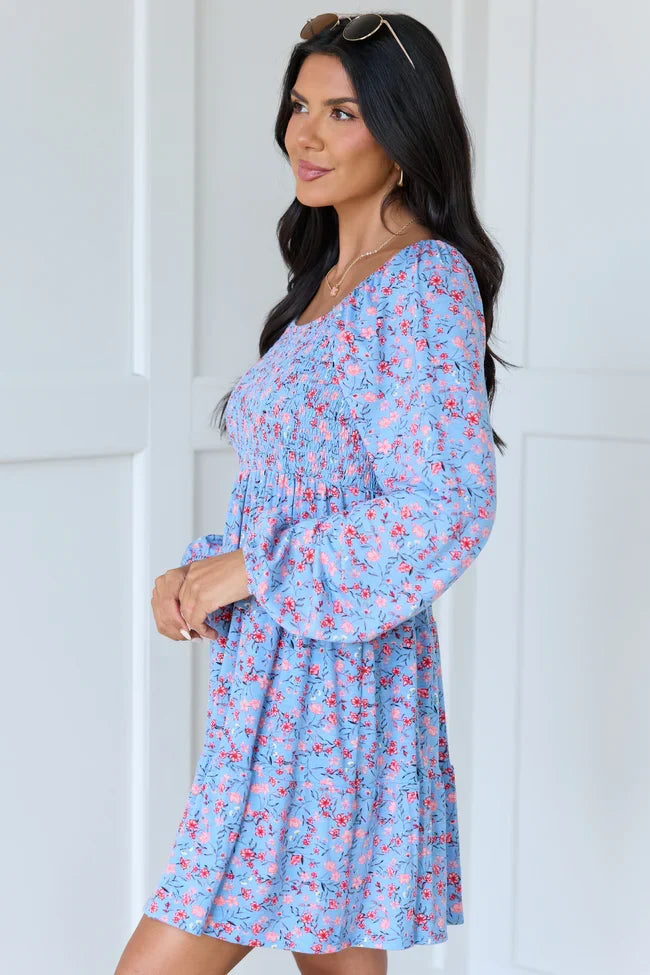 Gloria Blue Floral Dress SALE