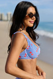 Coastal Crush Cherry On Stripe Navy Twist Underwire Bikini Top