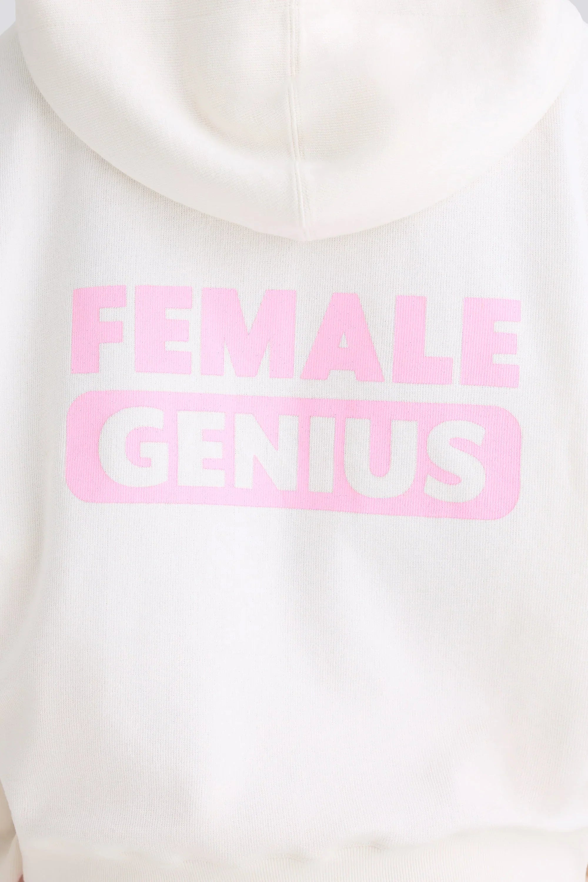 Textured Cotton Jersey Graphic Print Hoodie in White