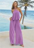 Cross Neck Jumpsuit Purple