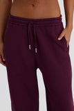 Brushed Cotton Jersey Mid Rise Relaxed Joggers in Burgundy