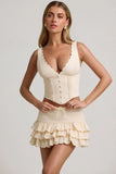 Plunge Neck Scalloped Corset Top in Ivory
