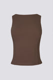 Soft Active Boat Neck Open Back Tank Top in Cocoa