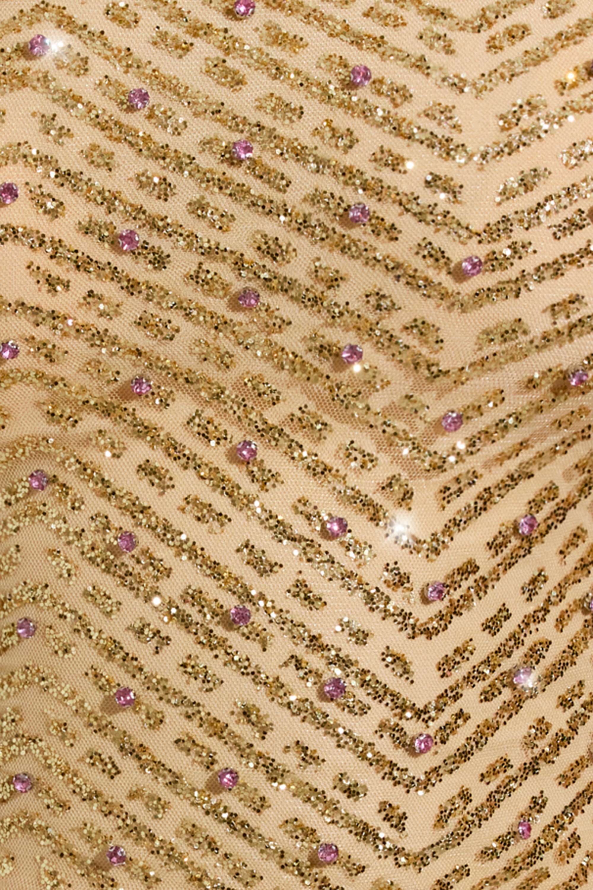 Embellished Asymmetric Scarf Detail Top in Gold