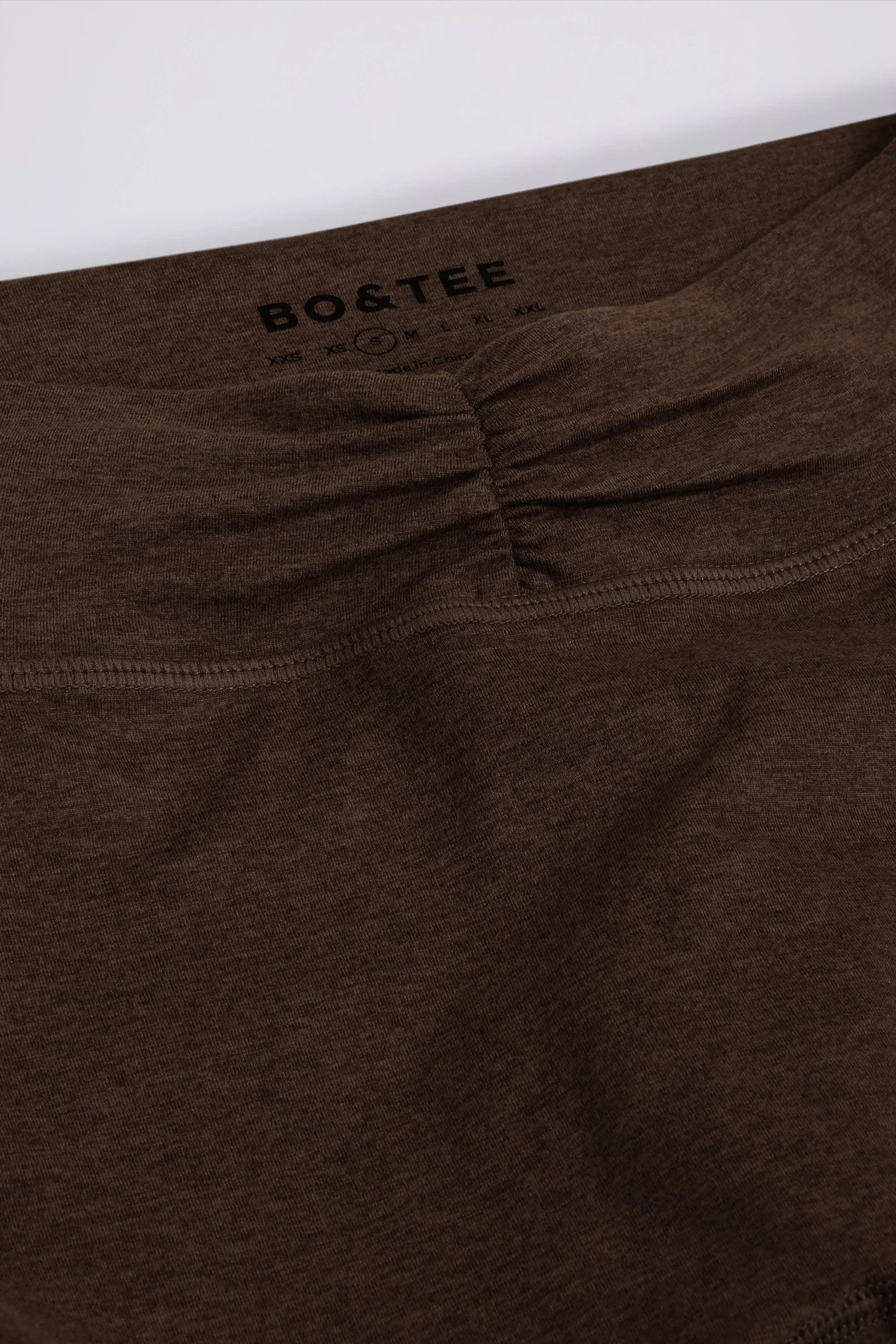 Brushed Jersey Ruched Mid Rise Leggings in Pecan Marl