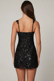 Embellished A line Mini Dress in Black