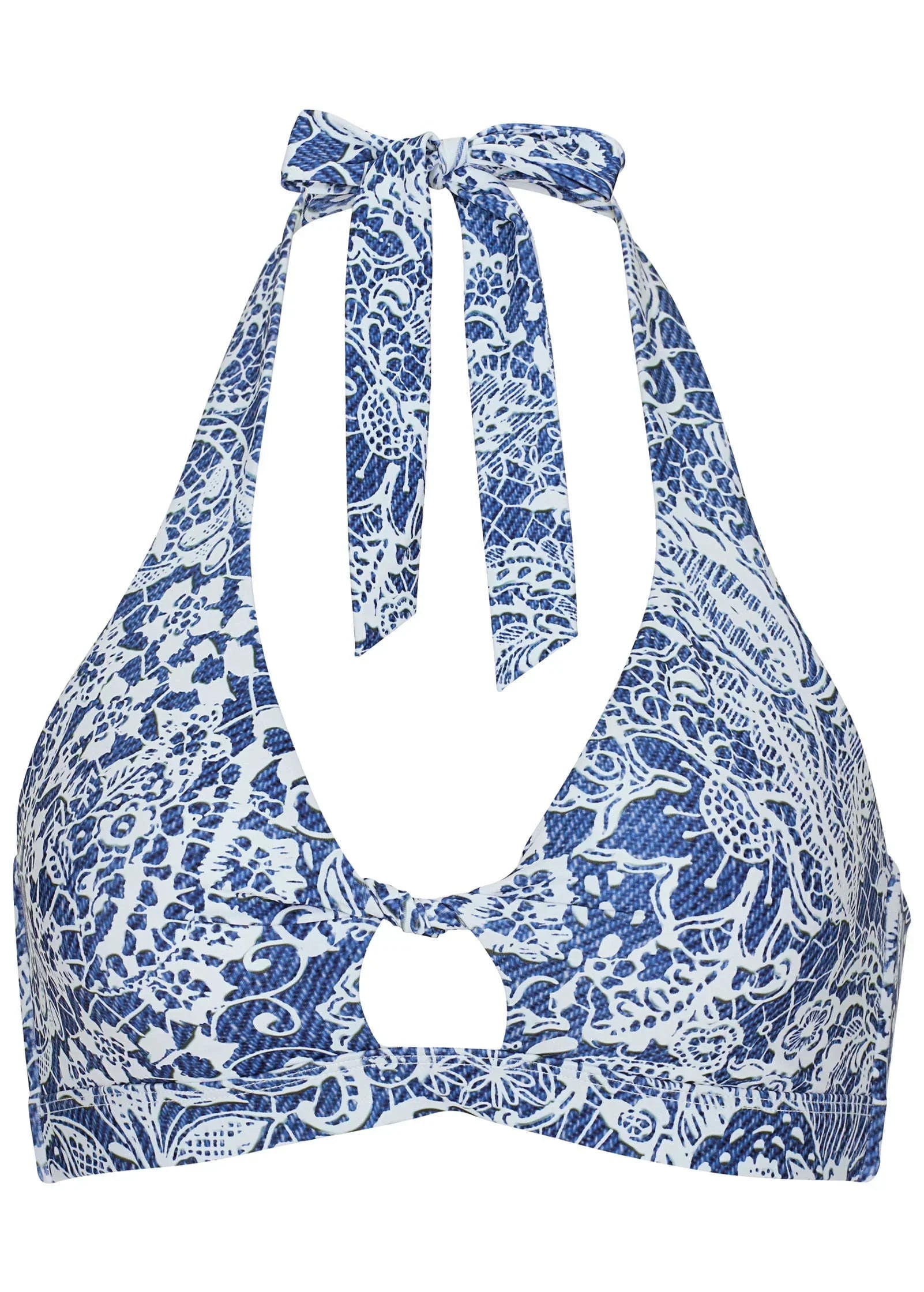 Nassau Halter Top Denim Anglaise Paisley