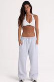 Brushed Jersey Wide Leg Joggers in Grey Marl
