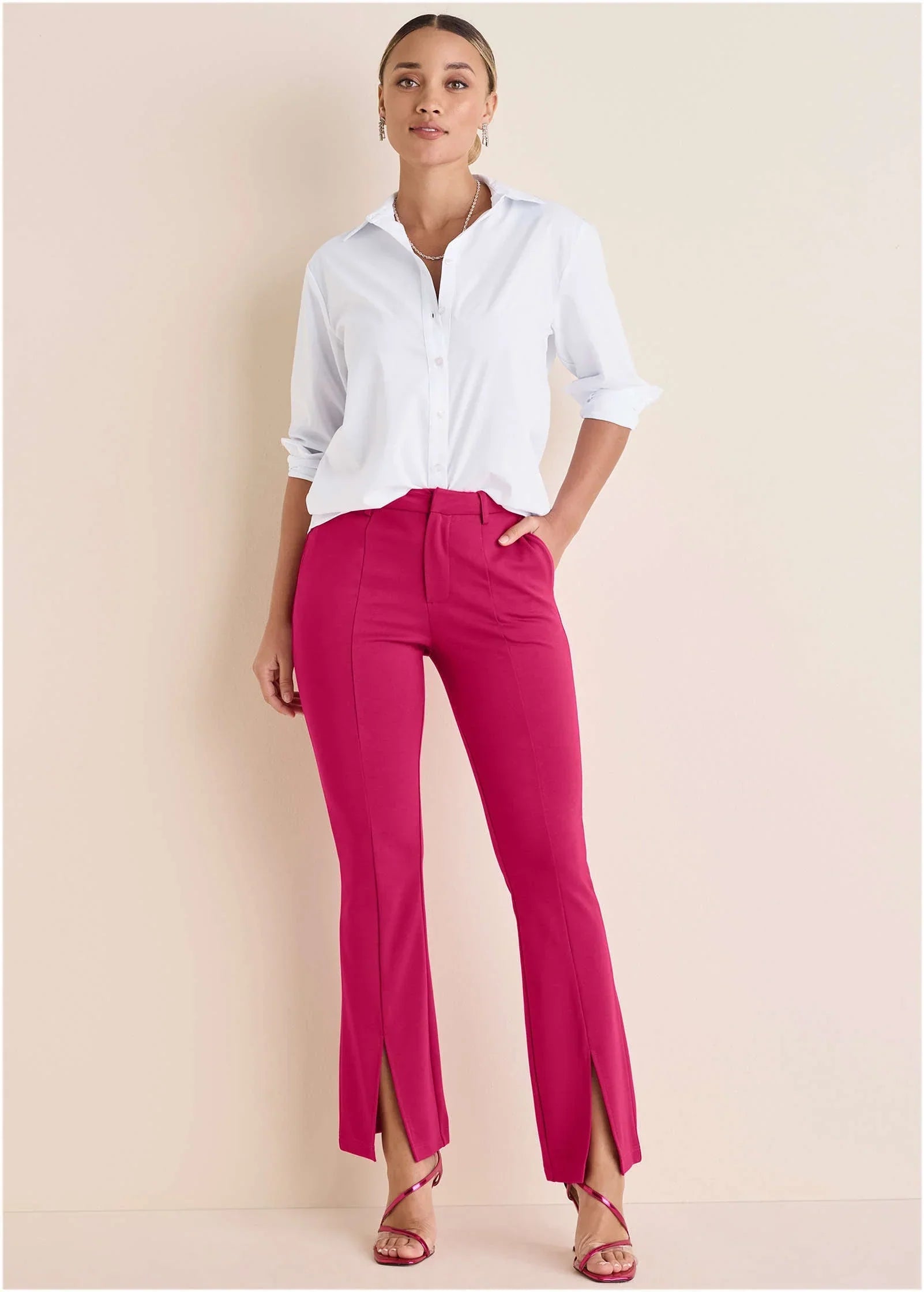 Front Slit Wide Leg Pant Granita