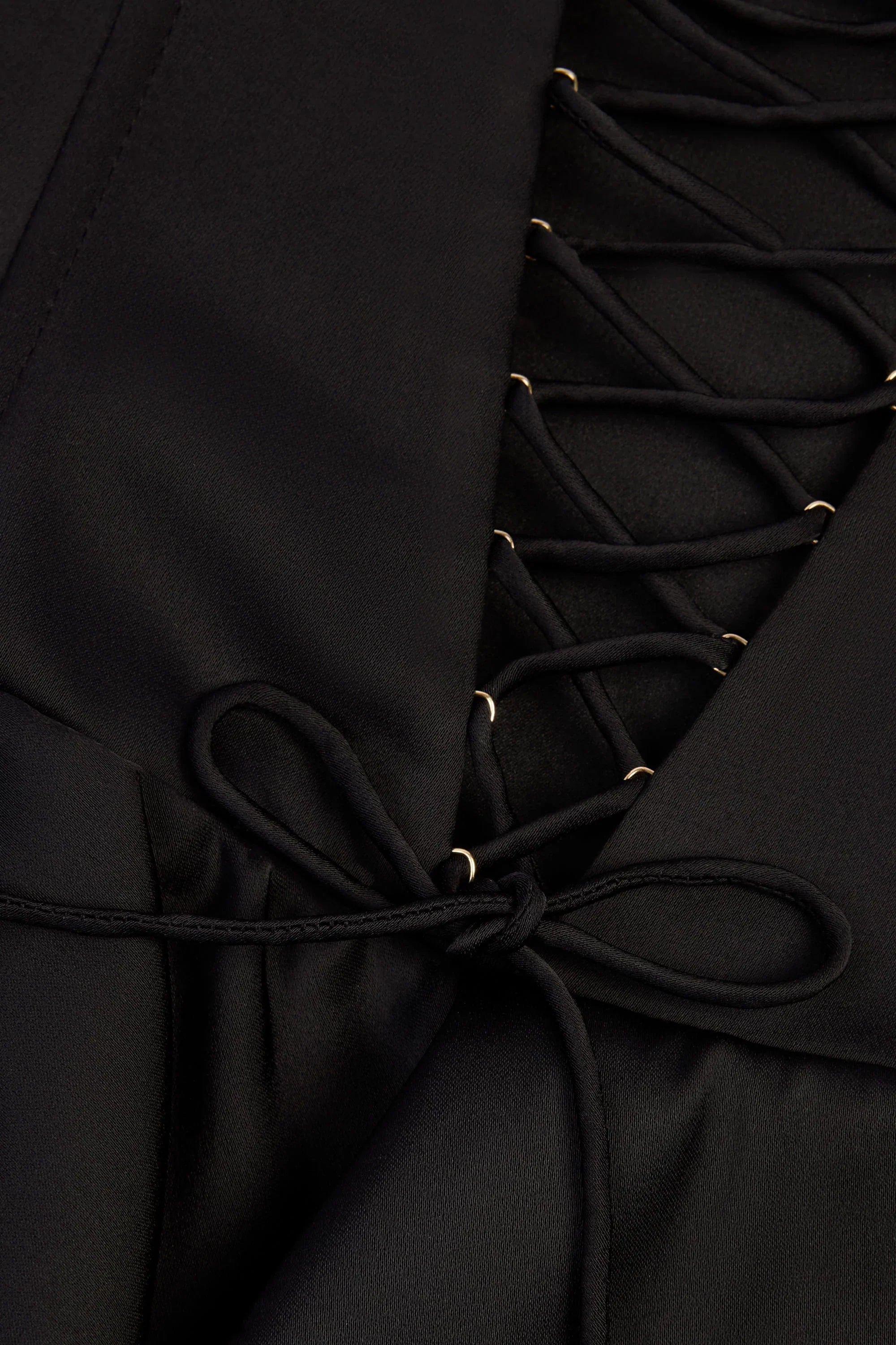 Ruffled Lace Up Corset Playsuit in Black