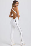 Petite Soft Active Open Back Jumpsuit in White