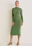 Mockneck Midi Sweater Dress Bronze Green
