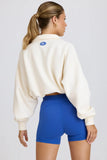 Quarter Zip Cropped Sweatshirt in White