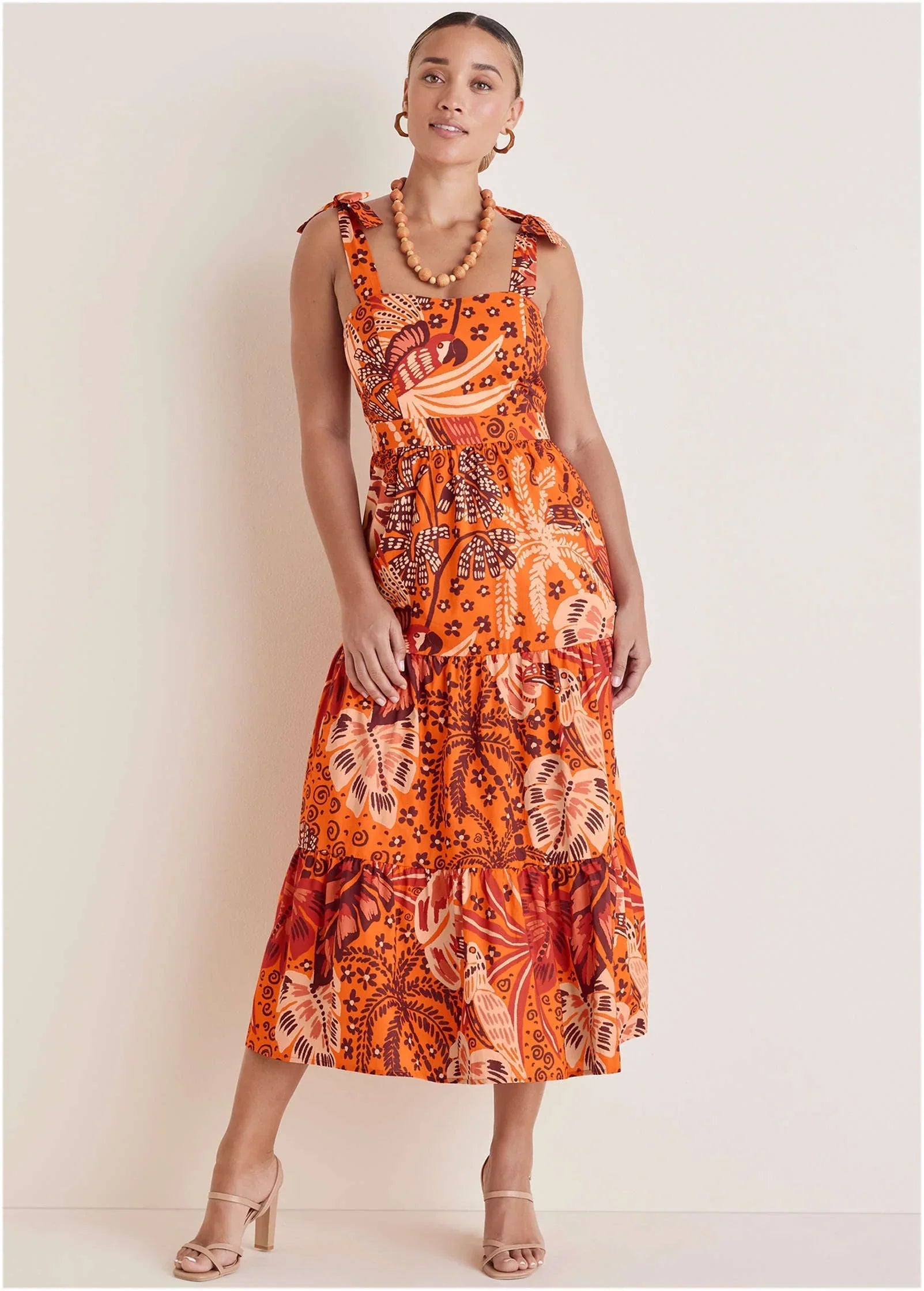 Tiered Maxi Dress Parrot Palm
