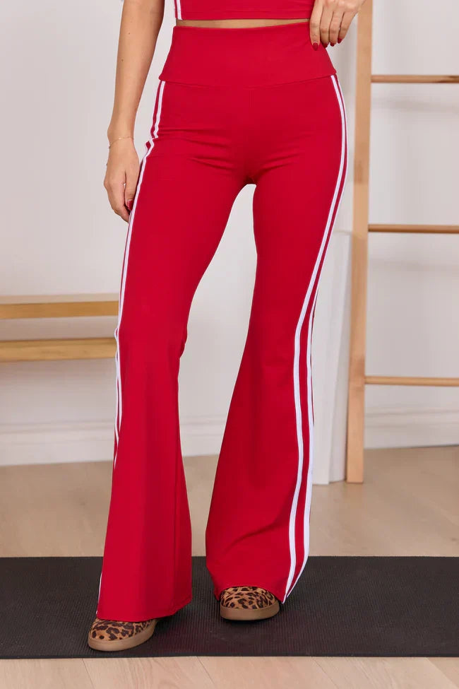 Daily Dash Cherry Red Flare Leggings SALE