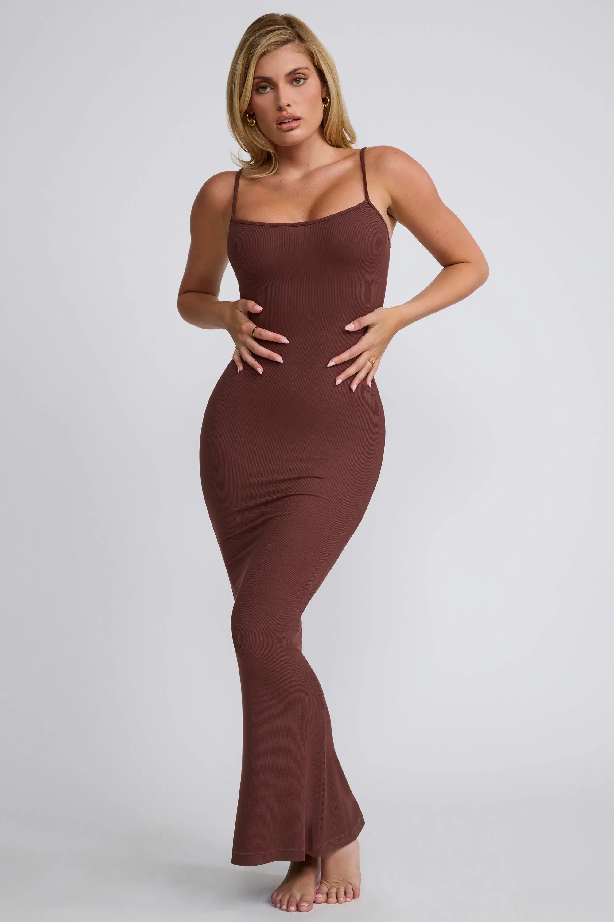 Modal Scoop Neck Maxi Dress in Chocolate