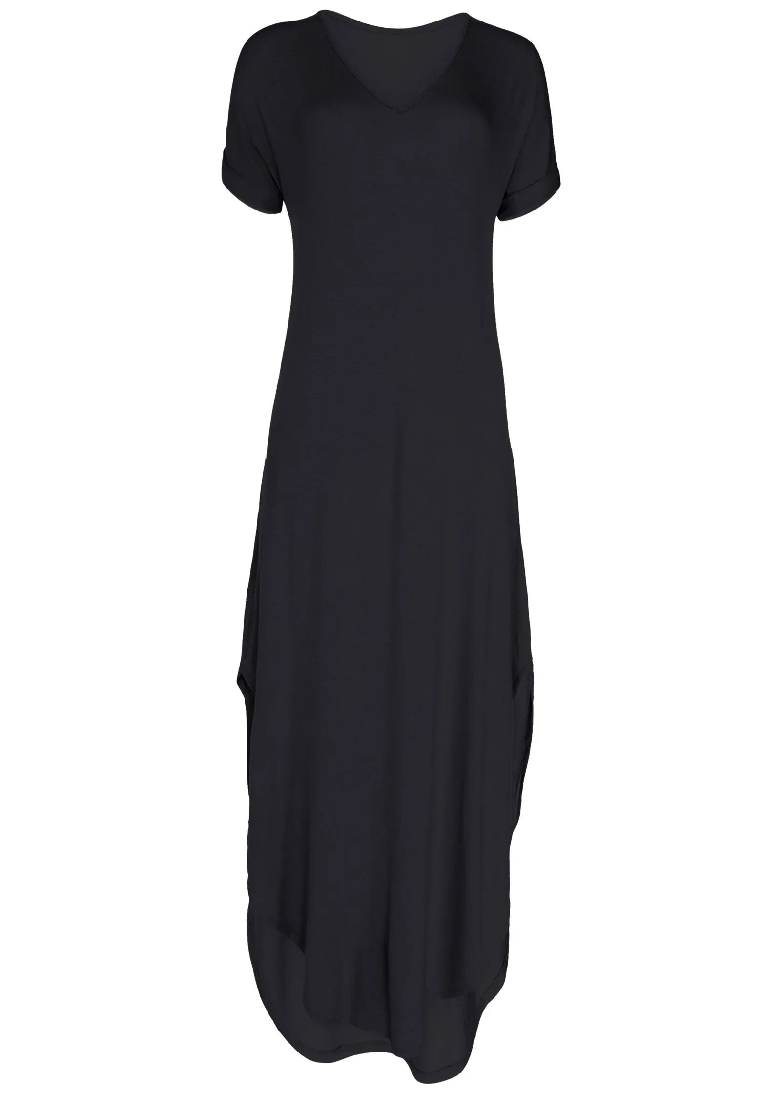 Casual T Shirt Maxi Dress Black