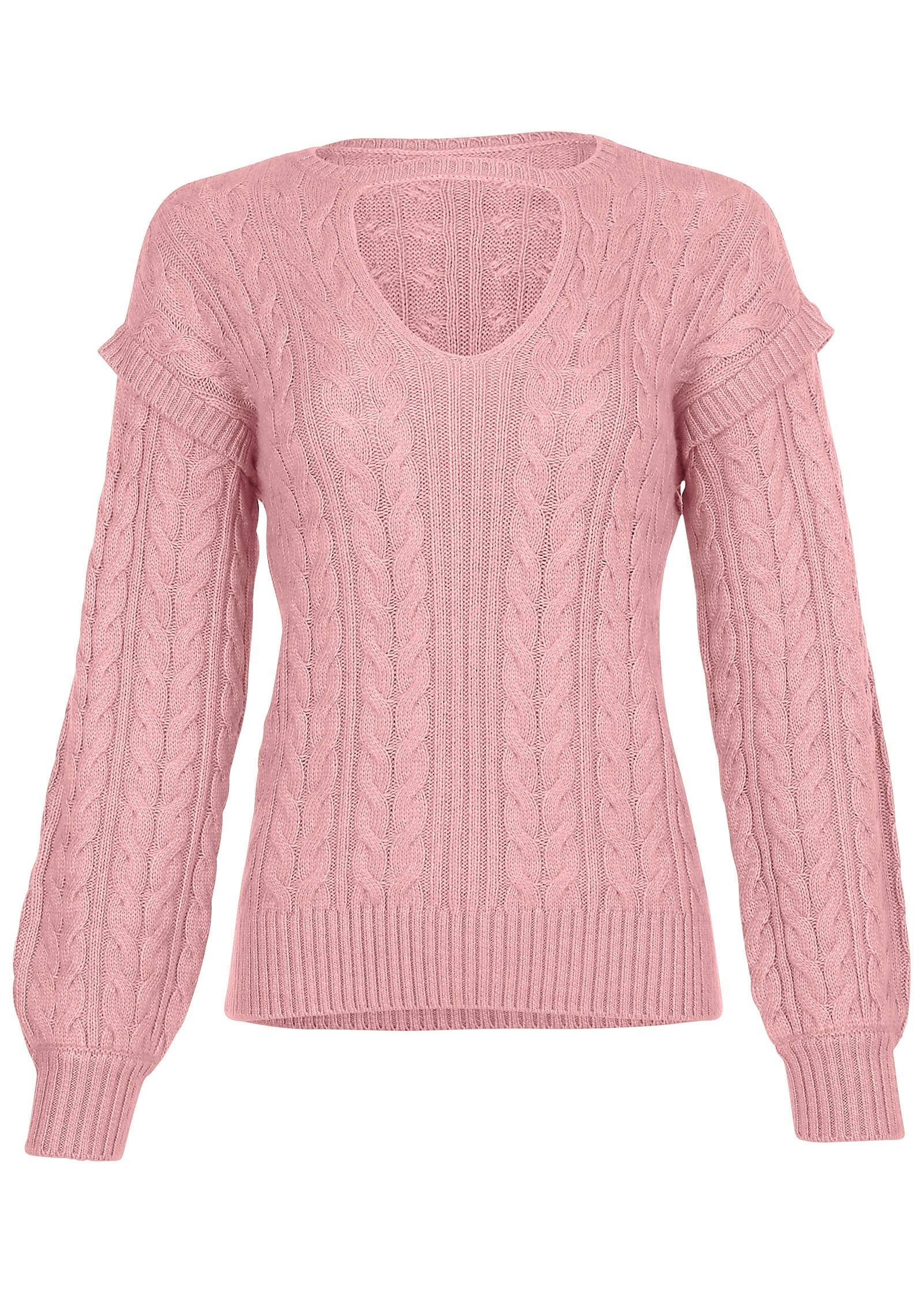 Cable Knit Cut Out Sweater Bleached Mauve
